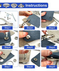 Step-by-step instructions for All In One Marine Grade Canvas Snap Kit For Boat Repair With 353 Pieces, Stainless Steel Caps