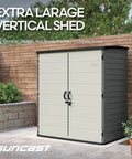 Massive 106 Cu Ft Vertical Outdoor Storage Shed With Floor And Lockable Double Doors For Your Backyard Gear Tools Pool Stuff