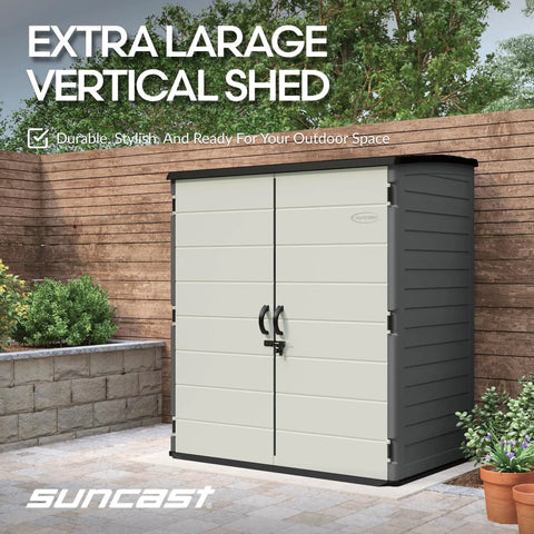 Massive 106 Cu Ft Vertical Outdoor Storage Shed With Floor And Lockable Double Doors For Your Backyard Gear Tools Pool Stuff