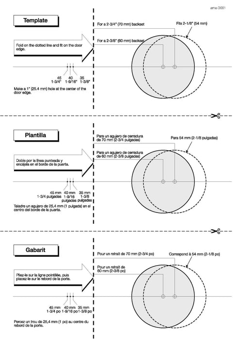 Installation diagram for Contemporary Round Deadbolt Lock With Easy, No Fuss Installation Using A Phillips Head Screwdriver Matte Black Finish Single Cylinder Security 1 Pack Reversible Lever For Left Or Right Handed Doors Durable Home Entry Upgrade.