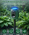 Two Pack 360 Degree Solar Animal Repeller With Ultrasonic Sound Motion Sensor And LED Lights Waterproof Outdoor Cat Dog Raccoon and Coyote Deterrent USB Rechargeable Yard Protection, IP65