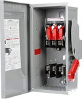 Heavy Duty 30 Amp 3 Pole 600 Volt 4 Wire Fused Safety Switch with arc shield and clear terminal shield for testing in industrial panels