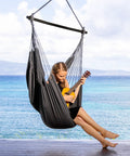 Durable Outdoor Hammock Chair Swing With Steel Support Bar And Side Pocket, Large Hangin Chair For Patio Or Garden