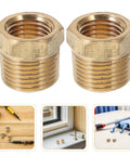 9 Piece Brass Hydraulic Fitting Kit 1 4 Inch Male Npt Threads To 1 8 Inch Female Hex Adapters, brass threaded adapters shown in close-up