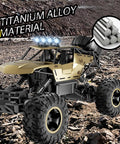 Rugged 1:12 Scale RC Monster Truck With Durable Metal Body, LED Headlights, All Terrain Off Road Beast Power on rocky surface