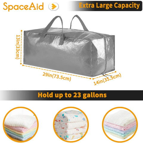 Heavy Duty Moving Bags Set With Extra Large Storage Totes And Backpack Straps Strong Handles And Zippers 86 Liter Capacity