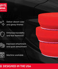 Three Inch Red Foam Waxing Pads For Car Detailing Polishing And Buffing With Waxes And Sealants Set Of Three shown with features