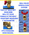 Brass Ball Valve With Three Quarter Inch NPT Inlet And Three Quarter Inch Hose Outlet For Gardens And Patios No Fuss Effortless Quarter Turn Shutoff Durable Irrigation Valve For Easy Yard Water Control.