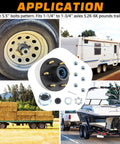 Six Lug 5.5 Inch Trailer Hub Kit For 5200 To 6000 Lb Axles with EZ-Lube D42 spindle, shown on trailers and boats