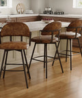26 Inch Bar Stool Set Of 3 Modern Sleek Swivel Counter Height Chairs With Backrests And Metal Legs Faux Leather Upholstered