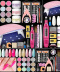 All-In-One Acrylic Nail Kit For Beginners With Drill And UV Light Includes Glitter Powders Rhinestones Gems And Essential Nail Art Tools
