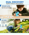 1000X Kids Digital Handheld Microscope With Built-In 4K Screen No Phone Needed Easy Portable Lab For Insects Leaves Coins And More Educational STEM Toy Gift For Ages 4 5 6 7 8 9 10 11 12 showing kids using it indoors and outdoors