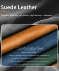 Premium Suede Leather Key Fob Cover For Tesla Model X with soft orange suede showcasing texture and comfort features.