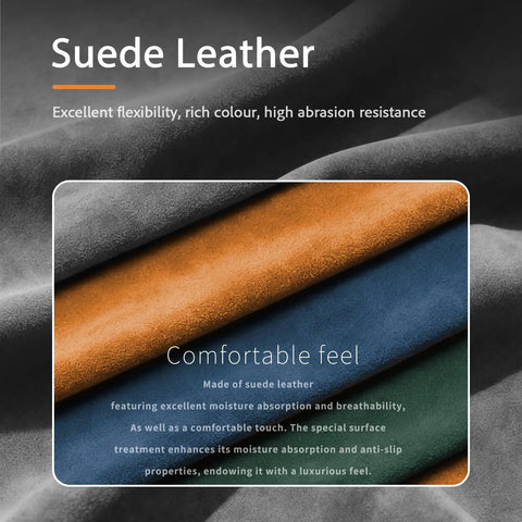Premium Suede Leather Key Fob Cover For Tesla Model X with soft orange suede showcasing texture and comfort features.