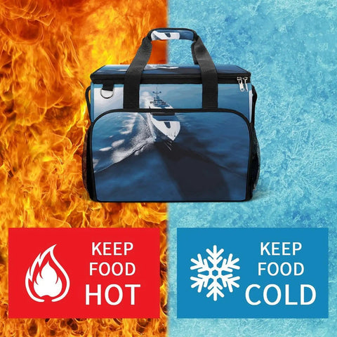 Large Capacity Insulated Cooler Bag With Leak Proof Lining For Grab And Go Outdoor Eats against fire and ice backgrounds