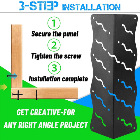 3-step installation guide for Set Of Eight Heavy Duty Raised Bed Corner Brackets With Wood Screws Rust Resistant Metal Connectors