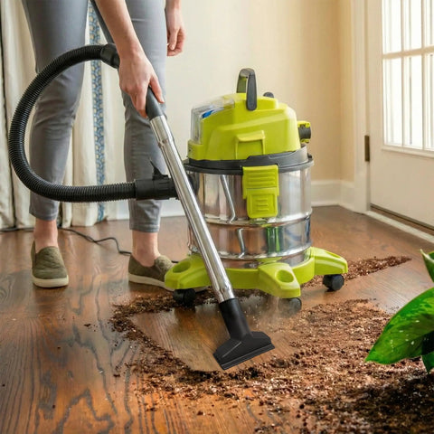 Cordless No Cord Hassle Wet And Dry Vacuum Cleaner With 24V Battery And Charger Stainless Steel 5.3 Gallon Tank For Quick Home Garage And Outdoor Cleaning Brush Nozzle And Tubes Included