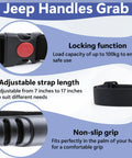 Rock Solid Adjustable Car Grab Handle Strap for Dead Easy Vehicle Entry and Exit heavy duty locking grip with adjustable length.