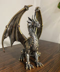 Dope Steampunk Dragon Statue Resin Sculpture with Gears and Metallic Finish for Home Decor and Man Cave Gothic Retro Look Collectible