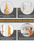 Instructions for using Lonfgrc High Sensitivity Magnetic Studs Sensors Tool for Drywalls and Wood Wall Builtin Technology Red.