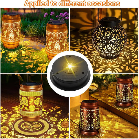Six Pack Solar Light Replacement Tops For Outdoor Lanterns Top 3.31 Inches Bottom 2.83 Inches 7 Lumens Waterproof Lantern Lids in use
