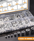 320 Piece Aluminum Crimping Loop Sleeve Kit With Eight Sizes From 3/64 Inch To 1/4 Inch for wire rope cable ferrules displayed in a box