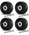 Heavy Duty Cast Iron V Groove Roller Wheels Rock Solid Industrial Casters With Precision Ball Bearings 2400 Lbs Load Capacity For Sliding Gates And Overhead Track Rails Smooth Glide Black 4 Pack with mounting hardware.