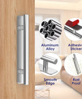 Two Pack Self Stick Aluminum Alloy Cabinet And Drawer Handles No Drilling Adhesive Door Pulls overview showing material and features