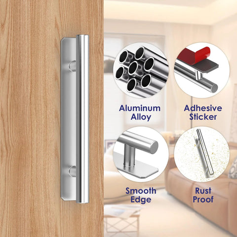 Two Pack Self Stick Aluminum Alloy Cabinet And Drawer Handles No Drilling Adhesive Door Pulls overview showing material and features