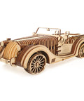 Roadster VM-01 3D Wooden Puzzle Kit For Gearheads Realistic Moving Parts Handcrafted Mechanical Model Car Build Your Own Wooden Ride Fun Challenge For Adults And Teens, front view