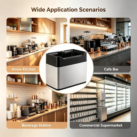 Slick Electric Coffee Knock Box With Quick Portafilter Cleaner For Tight Espresso Pucks in home kitchen, cafe bar, beverage station, and supermarket