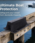 Beefed-Up Rubber Dock Arch Protector with Bolt-Down Design for marinas, installed on wooden dock for impact safety