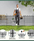 15 Panels Tall Garden Animal Barrier Fence With Gate No Dig Outdoor Fence 33 In High By 36.8 Ft Long, man demonstrating installation