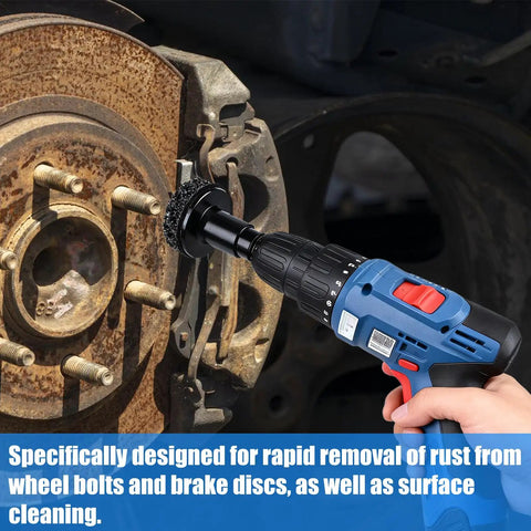 Power drill using Wheel Hub Cleaning Tool Kit Pro Grade Heavy Duty Resurfacing Kit With 7 Pads for hub rust removal