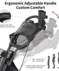 Lightweight Three Wheel Golf Push Cart With No Sweat Fold Design shows ergonomic adjustable handle for comfort and height settings.