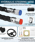 Hydraulic Outboard Steering Kit With Wheel Cylinder Helm Pump 20 Ft Hoses And Installation Parts For Single Engine Boats Up To 150HP Plug And Play Ready To Install And Complete With All Hardware