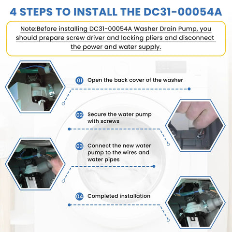 Washer Drain Pump Replacement Fits Most Top Load Washers From Kenmore And Samsung 62902090 Premium Quality Durable Part For Efficient Water Drain During The Drain Cycle Easy Install No Fuss installation steps for DC31-00054A washer drain pump
