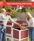 Family using Mobile Wooden Chicken Coop With Nesting Box, Spacious Hen House For Two To Four Chickens, Wheels And Side Handle