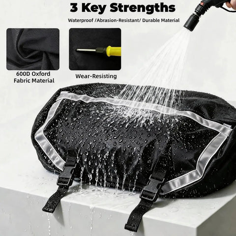 Suaetiai Waterproof Winch Cover Fits 2500-5500 Lb Electric Winches Durable Oxfbr Cloth UV Resistant shown under water spray.