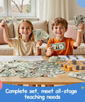 Kids play with Kid Friendly Realistic Play Money Set With Bills And Coins, Hands On Math Manipulatives For Learning Addition Subtraction And Making Change, Pretend Cash For Homeschool Or Classroom, Ideal For Ages 3 Plus.