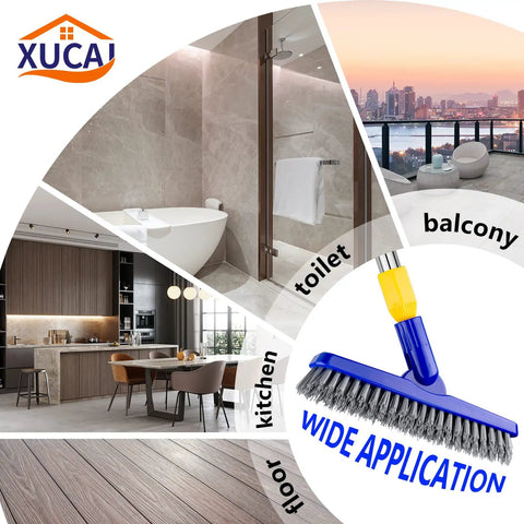 Long Reach Grout Brush With Extendable Stainless Steel Handle For Floor To Wall Cleaning No Knees Back Saving Tile Scrub Wide Application