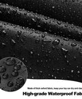 Close-up of black oxford fabric with water droplets for Cozy Coupe Ride On Car Cover For Toddlers Kid Friendly Outdoor Weatherproof Protection.