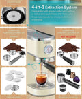 Top Tier 20 Bar Espresso Machine With Precision Burr Grinder And Full Steam Wand For Shop Style Lattes Cappuccinos And Perfect Daily Brews That Hit Different Every Time 4-in-1 extraction system with stainless steel parts