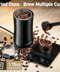 One Touch Electric Coffee Grinder For Beans, Spices, Herbs And Seeds, Compact Black Kitchen Mill With Clean Brush, 50g Capacity