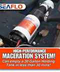 12V Macerator Pump For Boats, RVs, And Yachts - 12 GPM Open Flow, Self Priming, Anti-Clog, mounted in marine setting