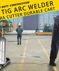 Heavy Duty Welding Cart For TIG MIG Welder And Plasma Cutting Equipment With 3 Tier Shelves And Upgraded Wheels in use in workshop