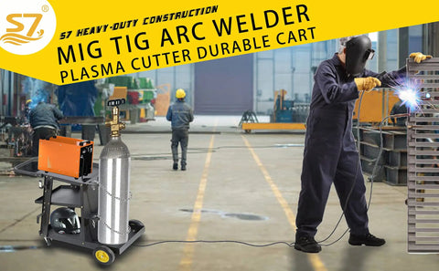 Heavy Duty Welding Cart For TIG MIG Welder And Plasma Cutting Equipment With 3 Tier Shelves And Upgraded Wheels in use in workshop