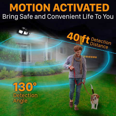 Outdoor Solar Security Lights 216 LED Flood Lights 2200 Lumens 6500K Daylight Ultra Wide 360 Degree Adjustable 3 Heads motion detection