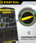 Close-up of EZ start dial on 8500 Watt Dual Fuel Portable Inverter Generator With Quiet Technology And CO Shield Electric Start.
