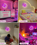 Anime Luna Neon Sign LED Dimmable Moon Cat Night Light For Bedroom Wall Decor Lit Pink Kawaii Neon Light in various rooms